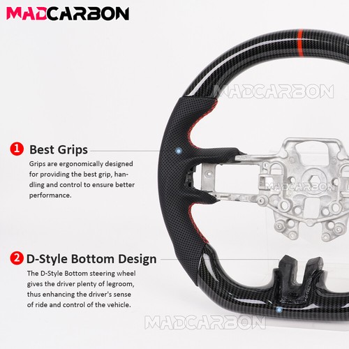 Fit 2015-2017 Ford Mustang Hydro Dip Volante Piatto Sport in Fibra di Carbonio - Foto 4 di 14