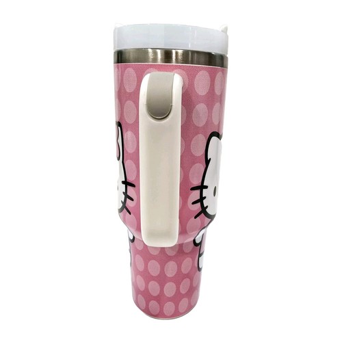 Hello Kitty Pink Stainless Steel Tumbler With Handle And Straw Hot & Cold 40 Oz - Picture 3 of 14