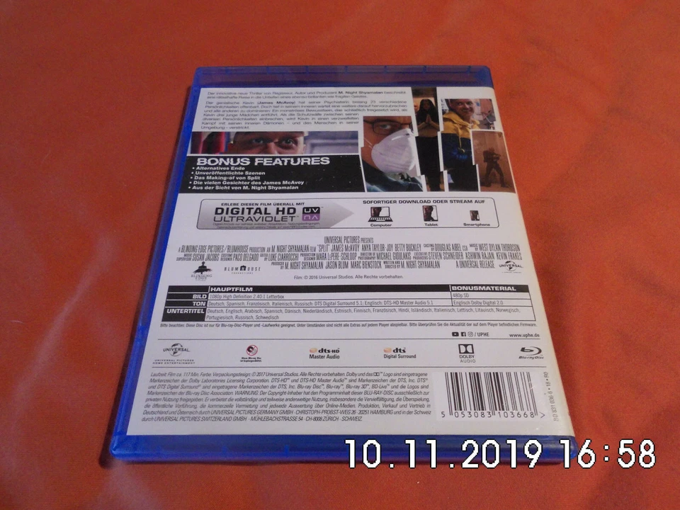 ** Blu-ray, SPLIT,  Keine  Ahnung, ob der ULTRAVIOLET Code funktioniert! ** - Bild 2 von 3