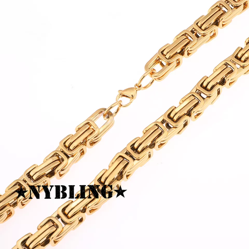 18"- 30" Stainless Steel 4/6/8mm Silver/Gold/Black Plated Byzantine Box Necklace - Picture 20 of 21