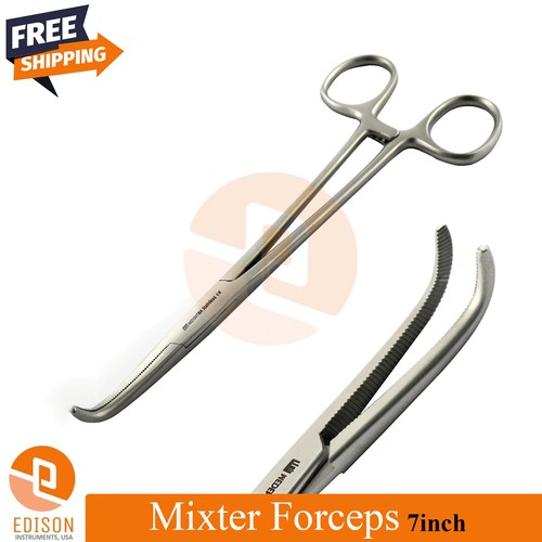 Surgical Mixter Forceps 90 Degree Curved Serrated Hemostatic Clamp Locking Plier - Picture 4 of 4