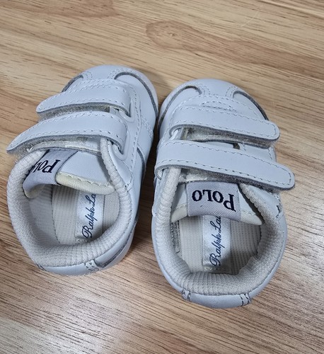 Ralph Lauren Lafayette Sneakers Infants Crib Sz 1 White Pony Hook Loop  - Picture 3 of 10