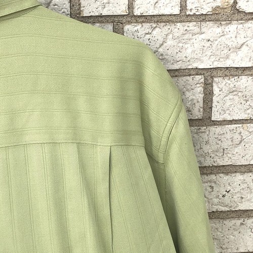 CEZANI SHORT SLEEVE BUTTON DOWN 98% SILK MEN SHIRT GREEN SZ XXL - Picture 8 of 12