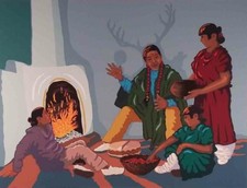 NIGHT FOR SONGS AND STORIES serigrah by Jonathan WarmDay (Taos Pueblo)