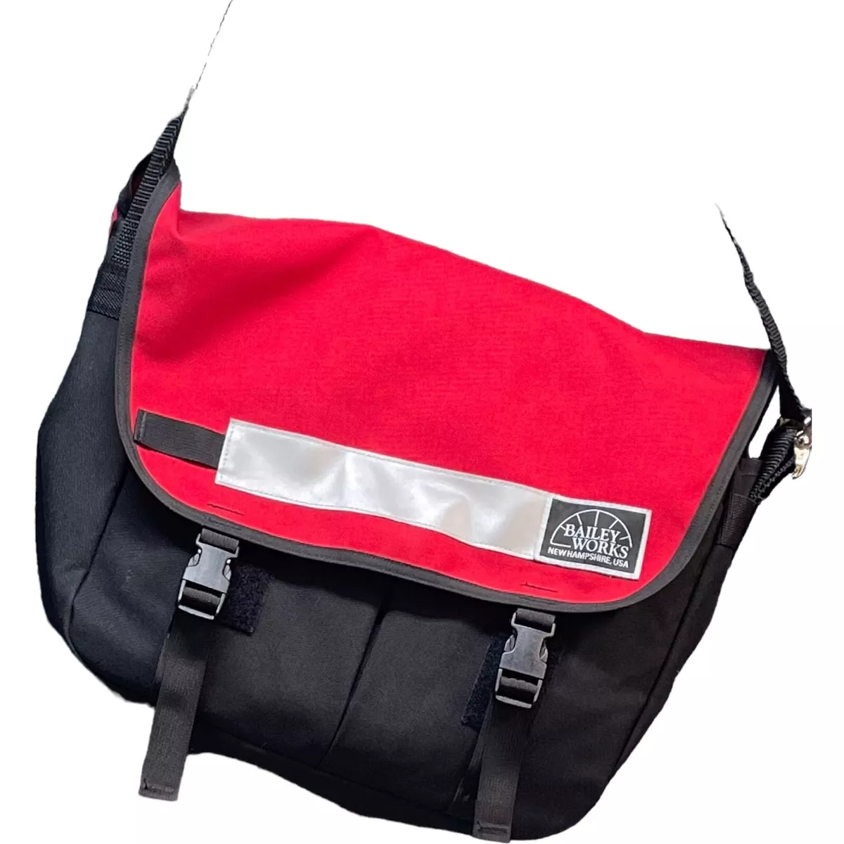 Bailey Works Bag Super Pro Messenger Size Medium Red Yellow Interior Made in USA