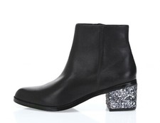 Sol Sana Jenni Women's Black Leather Glitter Heel Booties Sz. 36
