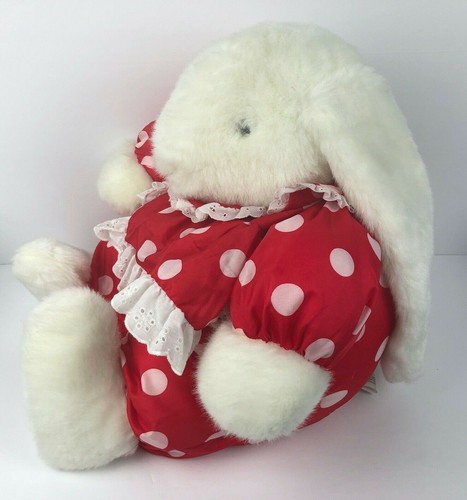 VTG ANCO Victorian Bunny Rabbit 22" Plush Stuffed Animal Red White Polka Dots - Picture 4 of 5