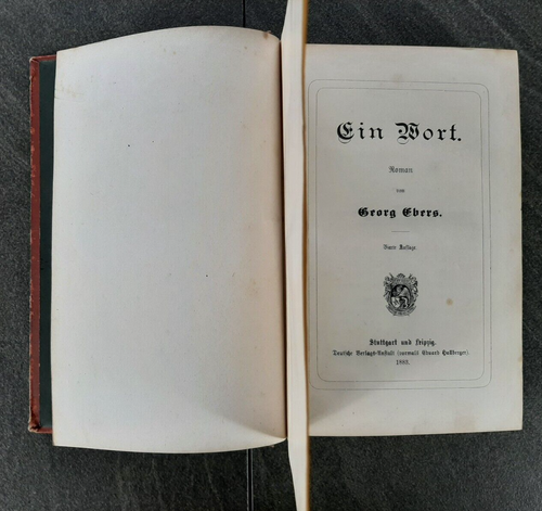 Ein Wort Roman von Georg Ebers von 1883 Vierte Auflage Deutsche Verlags-Anstalt - Bild 2 von 7