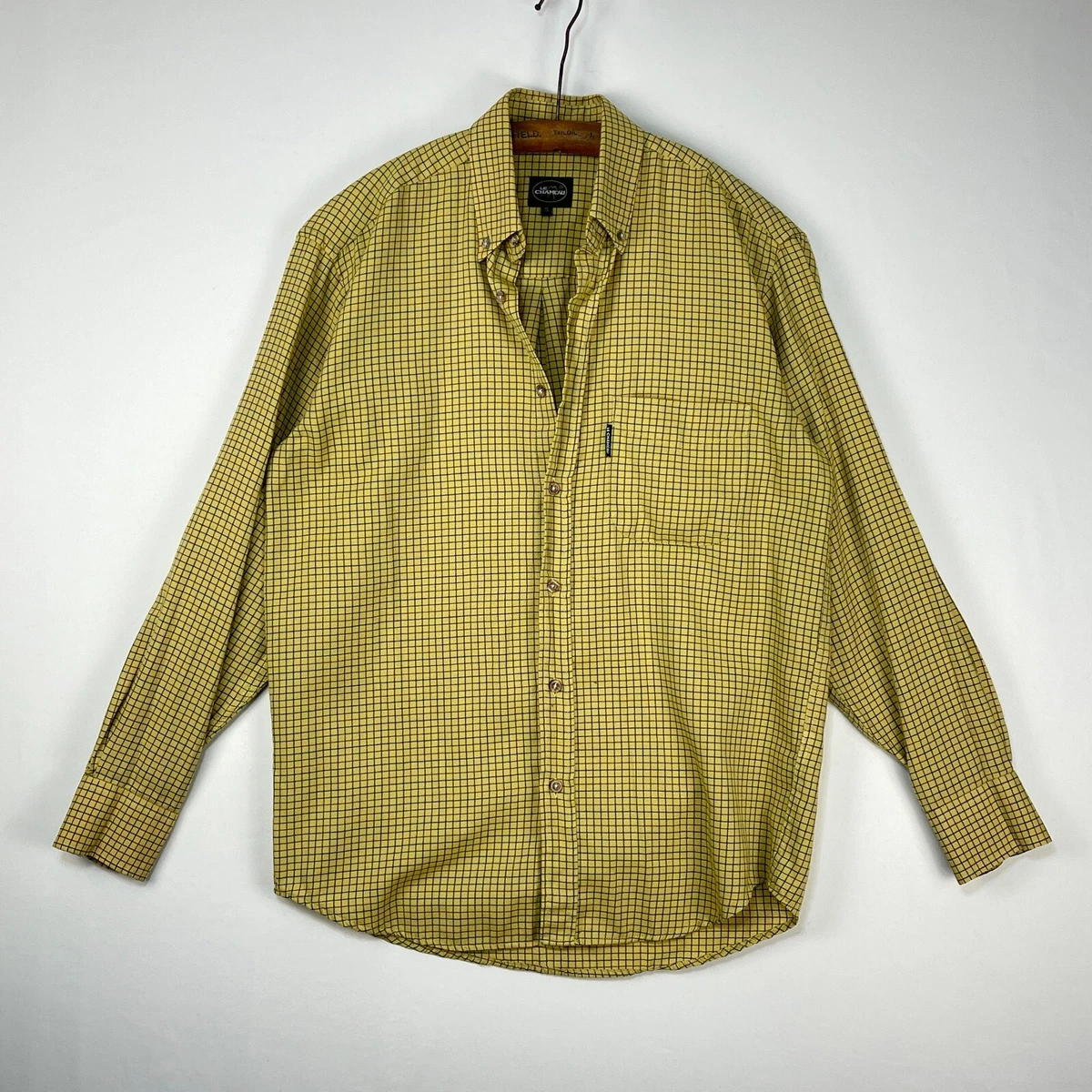Yellow check cheap shirt mens