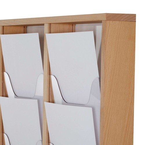 Brochure Display Stand Wall Mounting Double Sided Wooden Magazine Rack Holder - Imagen 60 de 75