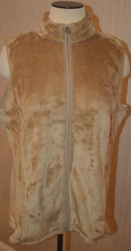 Women's Kim Rogers Tan Full Zip Plush Fleece Sleeveless Vest Sizes PL, PXL - Bild 1 von 3