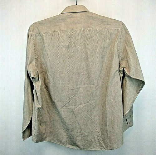Pierre Cardin Button Up Shirt Men's XL Brown Beige Stripe Pattern Long Sleeve - Picture 5 of 12