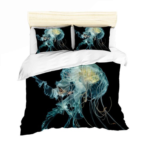 Light Cyan Letter 3D Print Duvet Quilt Doona Covers Pillow Case Bedding Sets - Imagen 2 de 5