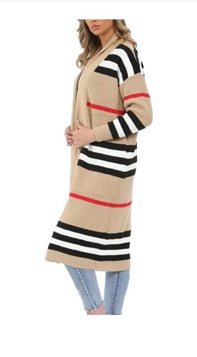 Damen klobige gestrickte übergroße Strickjacke Damen Ballonärmel lange Maxi-Strickjacke - Bild 5 von 9