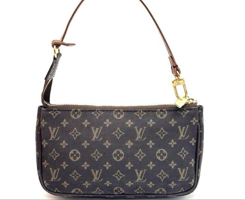 Louis Vuitton Monogram Mini Lin Pochette Accessoires Canvas Brown HandBag FL0017 - Picture 17 of 24