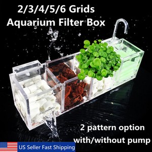 2-6-Grids-Acrylic-External-Hang-On-Filter-Box-Aquarium-Fish-Tank-w-Water-Pump