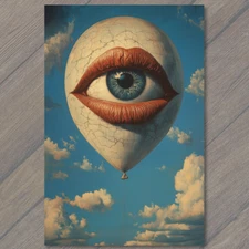 Art Print Balloon Surreal Lips Eye Fantasy Floating Cloud Sky Dream Watcher