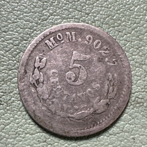 1890 Mo M Mexico 5 Centavos Silver Coin 2nd Republic Mexico City Mint - Picture 8 of 8