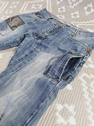 Police 883 Mens Duss Jeans W34 L27 Vintage Blue Cotton Blend Logos Button Fly - Picture 11 of 24