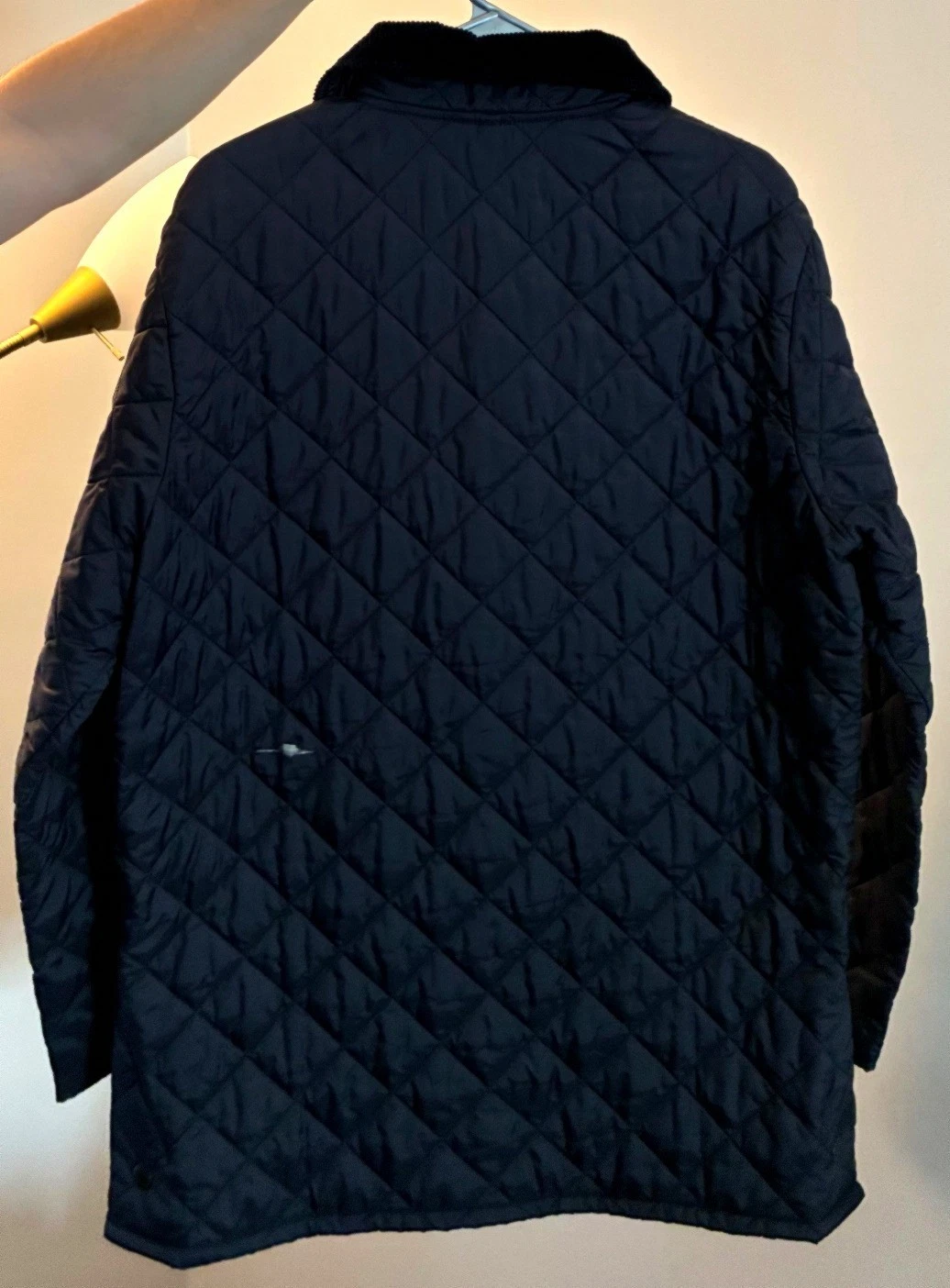 Barbour Liddesdale Quilted Jacket Men's XL Navy Corduroy Collar Snap Front - product detail image 2