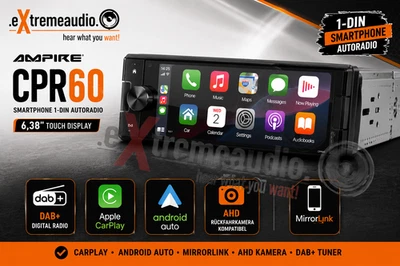 AMPIRE CPR60 Smartphone 1-DIN Autoradio 6.38'' Display DAB+ AHD Kameraeingänge - Bild 1 von 4