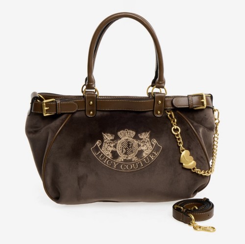 Juicy Couture Scottie Twig Dog Brown Velvet Bag Purse Y2K Hand Shoulder Strap - Picture 14 of 15