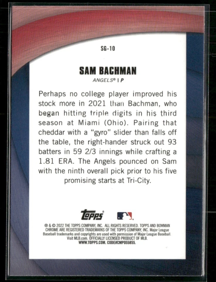 2022 BOWMAN CHROME SHADES OF GREATNESS SAM BACHMAN LOS ANGELES ANGELS #SG-10 - Image 2 of 2