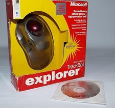Vintage 2000 Microsoft Trackball Explorer Mouse D68-00007 Tested Works IOB
