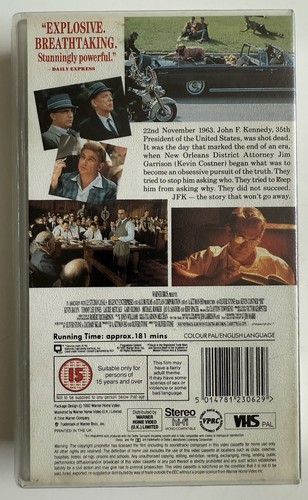 JFK (VHS Small Box Rental Edition, 1992, This tape has never Been rented) - Picture 2 of 8