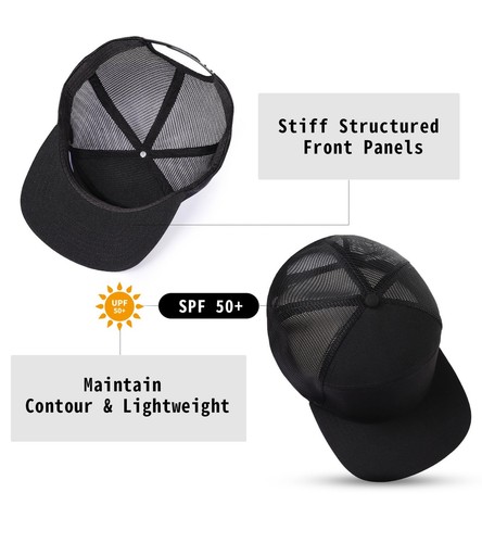Unisex Flat Brim Baseball Cap Colorblock Mesh Back Trucker Hat Adjustable Per... - Picture 6 of 7