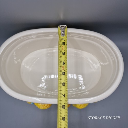 VTG Large Ceramic Lemon Centerpiece Bowl Planter Floral Decor Footed Oval 12' - Picture 12 of 13