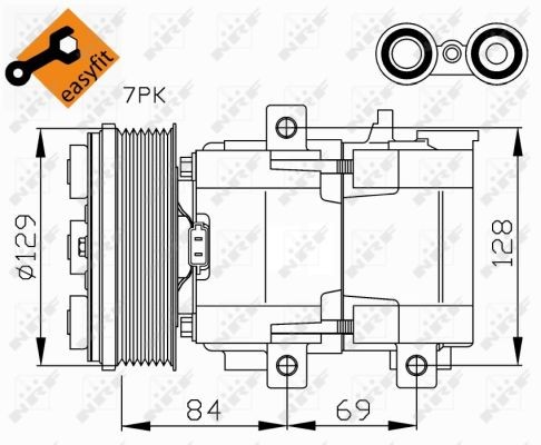 COMPRESSOR AIR CONDITIONING 32447 FOR FORD TRANSIT/Bus/TOURNEO/Van CVRC 2.2L - Picture 4 of 10