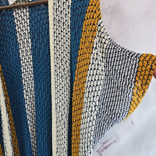 Anthropologie Sweater Womens Small Blue Cardigan Open Crochet Cover Up - Picture 10 of 11