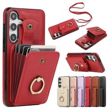 For Samsung Galaxy A57 A36 A26 A17 A06 Crossbody Ring Wallet Leather Phone Cover