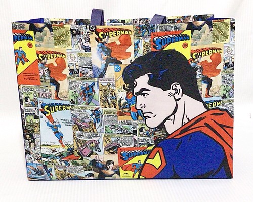 Sac shopping réutilisable pour la vie look rétro dessin animé thème Superman fourre-tout sac cadeau - Photo 3/8