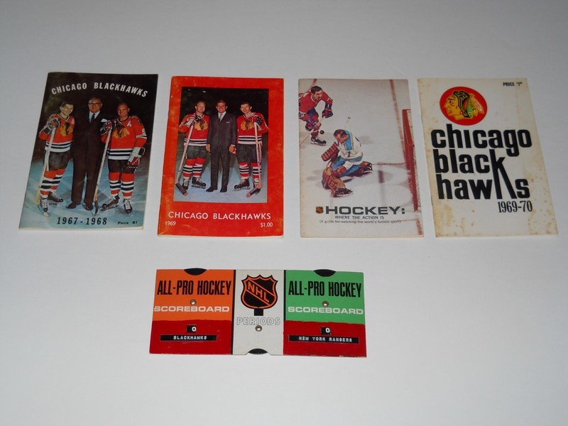 Chicago Blackhawks Media Guides 1968, 1969 and 1970 + Watch Guide and Score card