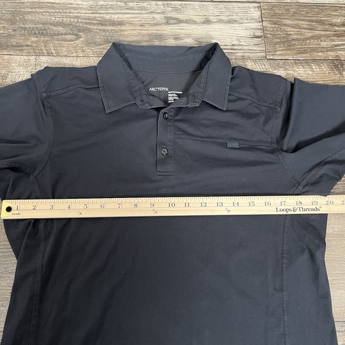 Arc'teryx Captive Short Sleeve Polo Shirt Black Men's Medium Stretch Relaxed Fit - Picture 9 of 11