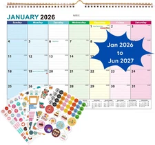 Desk Calendar 2026-2027, 18 Monthly Large Wall Calendars with Stickers January 2