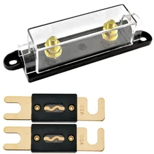 1/0/4/8 Gauge ANL Heat Resistant Fuse Holder with 2 Pack Gold Plated 100 Amp