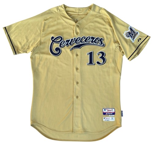 Milwaukee Brewers Game Worn Gold Cerveceros Mexican Heritage MLB Trikot Gr. 50