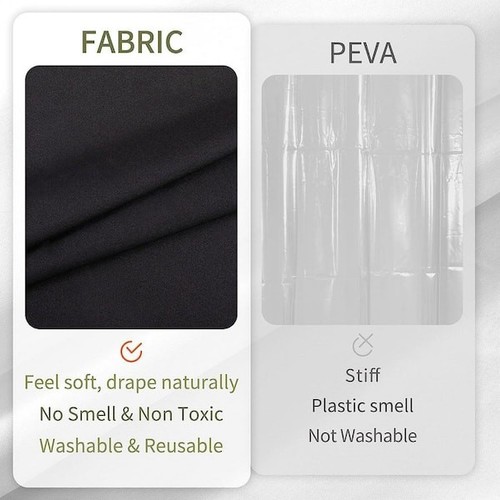 54 in. W x 78 in. L Waterproof Fabric Shower Curtain in Black - Picture 5 of 6