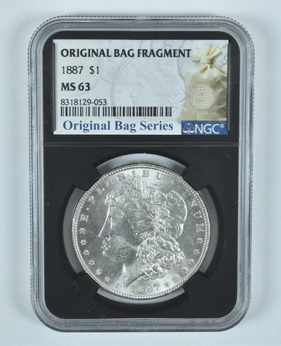 1887 Morgan Silver Dollar Original Bag Fragment MS63 NGC *7890