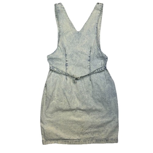 Vintage 90s Y2K Denim Squeeze Jeans Dress Pockets 13/14 Grunge Jumper Acid Wash - Picture 14 of 19