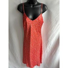 Forever 21 Slip Midi Dress Orange Floral Size M Romantic Feminine Date Brunch