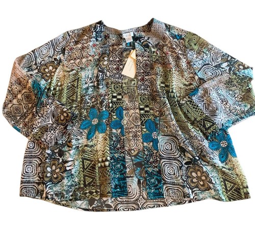 Laura Ashley Kimono Damen Mehrfarbig 2X Exotic Places DK Fudge 100% Seide Top