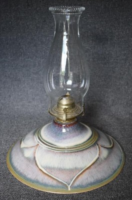 #ad LOVELY VINTAGE PA ARTIST BILL CAMPBELL HAND CRAFTED amp; GLAZED PORCELAIN OIL LAMP $64.99