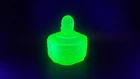 Terrific Art Deco Walther & Sohne Nymphen Green Uranium Glass Lidded Vanity Jar