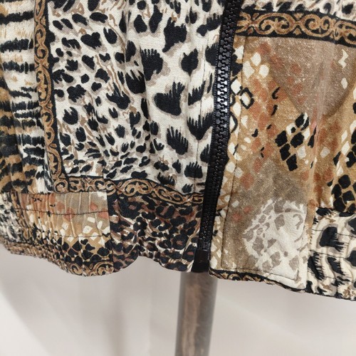 Chaqueta vintage Erin London para mujer talla grande ligera estampado animal cremallera completa  - Imagen 6 de 13