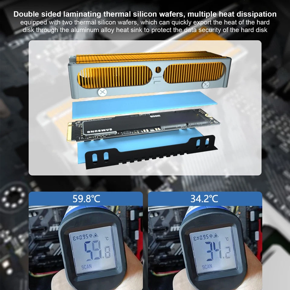 M.2 Ssd Heatsink Good Fast Heat Dissipation 58 Exhaust Vents Reduce Noise SPC - Image 4 of 4