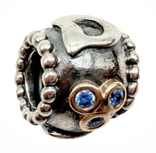 Authentic Pandora Dad Charm - 14k Gold Blue Cubic Zirconia - 790586CZB - Retired